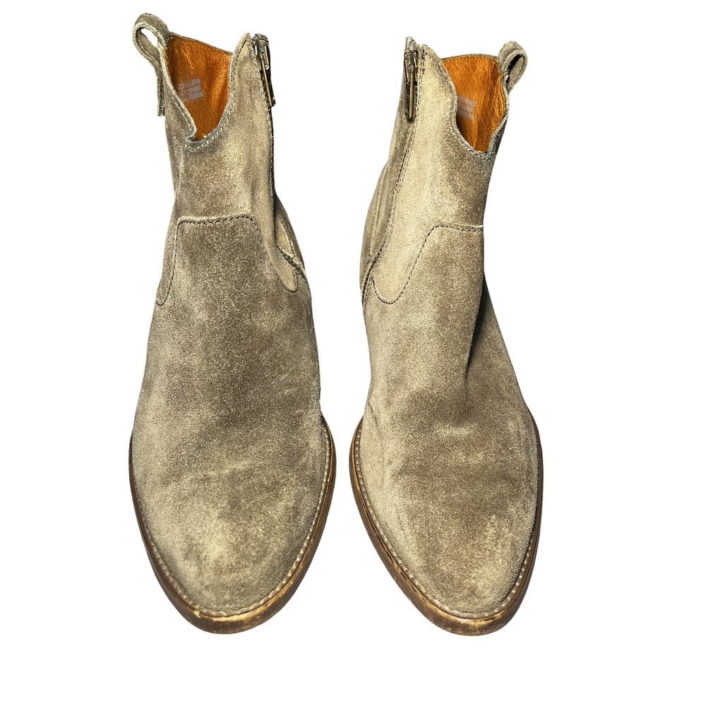 Madewell Boots Womens Size 8 Brown Suede Western Cowboy Ankle Booties Side Zip - Picture 4 of 9